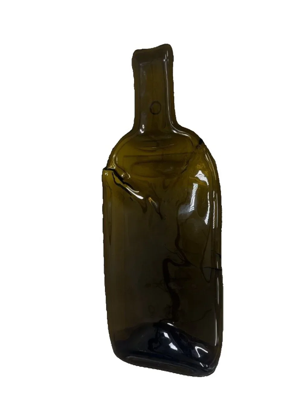 Imperfect Glass Melted Wine Bottle Cheese Tray Trivet Spoon Rest Serving Plate